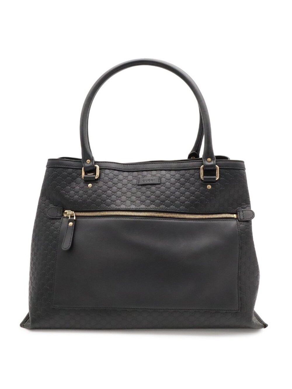 Gucci Micro Guccissima Tote Shoulder Bag Leather Black Gold